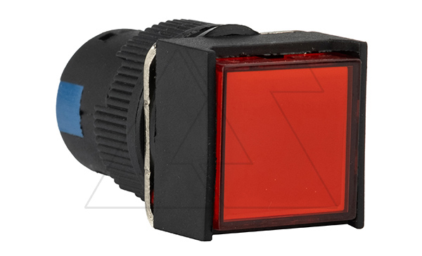 Кнопка плоская LA115-C, возврат, красная, квадратная, без подсветки, 1CO, 16mm, IP40