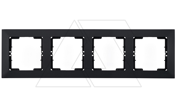 Candela - Рамка 4 поста, к механизмам серии 21, горизонтальный монтаж, черный мат