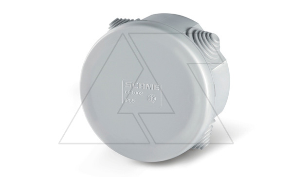 Коробка распред. круглая, d80x40mm, вводы 4x23mm(PG16), IK04, GW 650°C, IP55, серия SCABOX