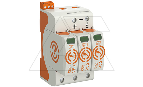 Разрядник V50-3+FS-280, 3P, It(10/350)=37.5кА, It(8/20)=120кА, Up=1.3кВ, с дист. сиг., B+C