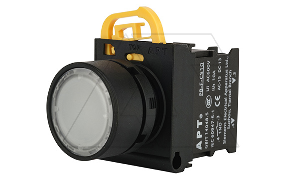 Кнопка плоская PB3E, белая, с фиксацией, с подсветкой без LED, 1NO, 6A 230VAC/24VDC, 22mm, IP65