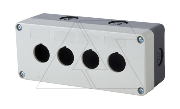 Корпус для поста кнопочного, пластик, серый/черный, 4 места, 171.5×72.5×58.5mm, IP65