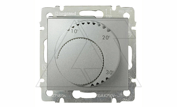 Valena - Термостат комфорт с выключателем, алюминий