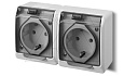 HERMES - Розетка 2x2P+E, 16A/250V, с прозрачной крышкой, IP44, белый от интернет-магазина amperkin.by