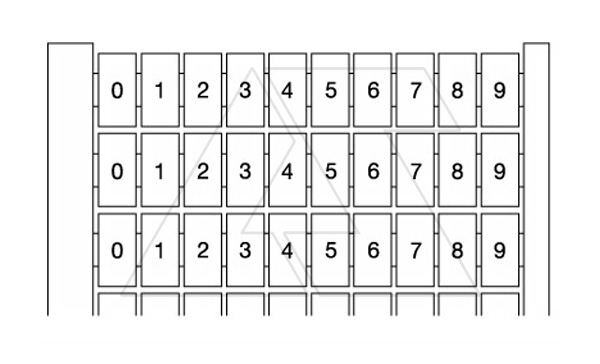 RC510 "0-9" Маркировка для клемм шириной 5мм (карта 100шт)