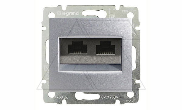 Valena - Розетка 2хRJ-45 FTP CAT6 монтаж на винтах, алюминий