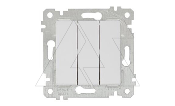 Rita - Выключатель трехклавишный, пруж. зажимы, белый