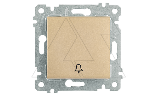 Rita - Выключатель кнопочный, символ - звонок, пруж. зажимы, золото доре