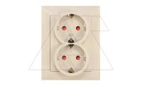 OPAL - Розетка 2x2P+E с рамкой, со шторками, бежевый