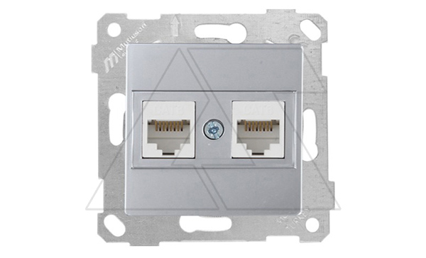 Rita - Розетка 2хRJ-45 кат. 6 UTP, нерж. сталь