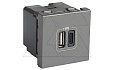Mosaic - Розетка 2xUSB type A+С, 2М, 15V, 3000мA, винт. зажимы, алюминий от интернет-магазина amperkin.by