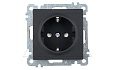 21 - Розетка 2P+E, защ. шторки, черный мат от интернет-магазина amperkin.by