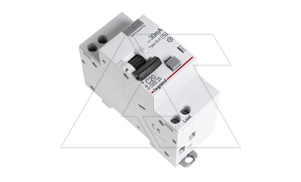 Дифф. авт. выключатель Legrand RX3, электронный, 1P+N, 20A, хар-ка C, 6kA, 30mA, тип AC, 2M