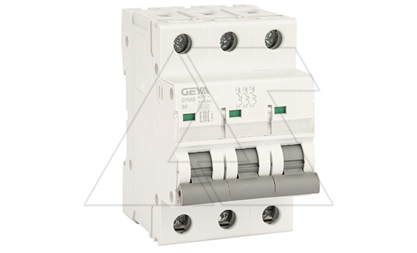 Авт. выключатель GYM8-3P-6B, 3P, 6A, хар-ка B, 4,5kA, 3M, без подкл. AU8, AL8.