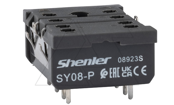 Цоколь SY08-P, 10A(300V), для печатных плат, черный, для RKE2, RKF2, R2N, MY2, 55.32, KMY2, PT2, RCM2
