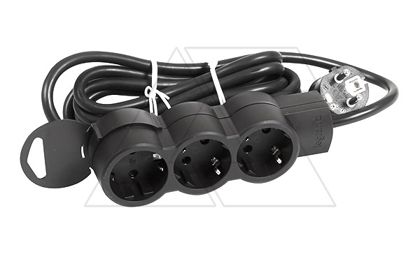 Удлинитель Стандарт 3X2P+E нем.стд. со шторками, 3m., черный (стикерованный)