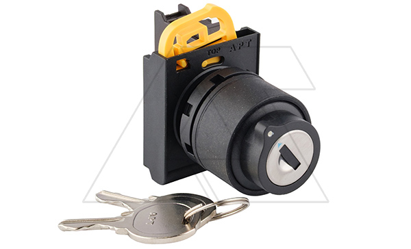 Переключатель PB3E, с ключом, 0<-I, возврат, ключ выним. в 0, 1NO, 6A 230VAC/24VDC, 22mm, IP65