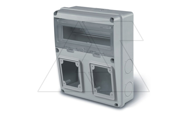 Щит комбинированный навесной, 11M + 2x 100x110 + 4x 50x60(закрыты), 235x285x107mm, IK08, IP55 серия ENERBOX