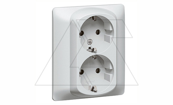 Galea Life - Розетка 2х2P+E нем.стд. со шторками в сборе, Aluminium