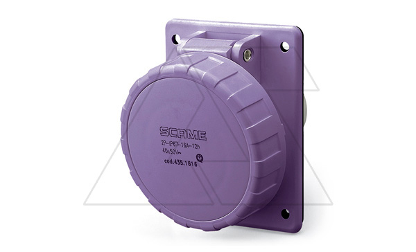 Разъем пром. силовой CEE встраиваемый наклонный, гнездо, 16A, 3P, 20_25VAC 50/60Hz, уст. 70x87mm, IP66/IP67, серия IEC309