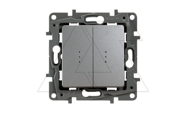 Etika - Переключатель на 2 направления двухклавишный с подсветкой (алюминий)