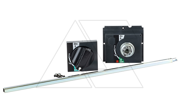 Рукоятка выносная поворотная RHE на дверь, с основанием и осью 470mm, черная, IP40, для SDM6-100_SDM6-250