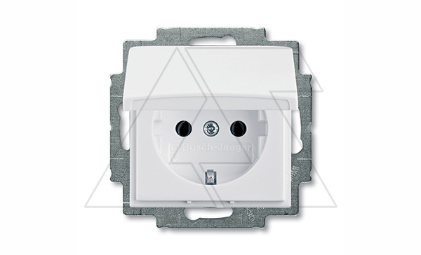 Basic 55 - Розетка  2P+E нем. стд. с крышкой (белый, блистер)