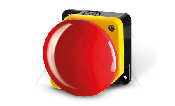 Кнопка грибовидная 90mm, управление ногой или рукой, 1NC, красная, без фиксации, в корпусе IP65, серия TOP22