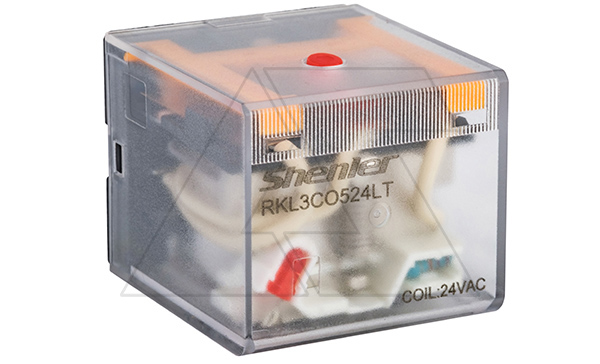 Реле RKL3CO524LT, 3CO, 10A(250VAC/30VDC), 24VAC, мех. индикация, тест-кнопка с блокировкой, LED