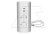Блок розеточный угловой, 2хUSB 5V 2,1A +2х 2P+E со шторками, накладной, кабель 0,6м, 3680вт, белый-алюминий от интернет-магазина amperkin.by