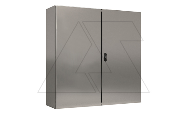 Щит ECOR моноблочный 1200x1200x300мм (ВxШxГ) из нерж. стали навесной с монт. панелью двудверный, ригельный замок, дно глухое, IP55