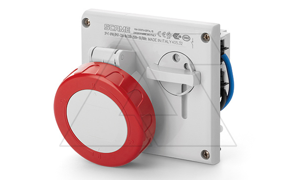 Разъем пром. силовой CEE встраиваемый, гнездо, с блокировкой, 32A, 3P+E 6h, 346_415VAC 50/60Hz, уст. 136x125mm, IP66/IP67, серия OMNIA