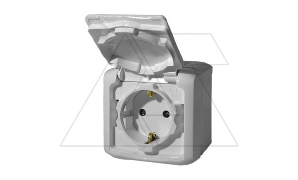 Quteo - Розетка 2P+E IP44, накладной монтаж, защ. шторки, винт. зажимы, серый