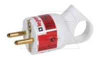 Вилка с ушком 16А 2Р+Е, винтовой зажим, пластик, немецкий стандарт, белый