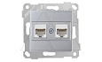 Rita - Розетка 2хRJ-45 кат. 6 UTP, нерж. сталь от интернет-магазина amperkin.by