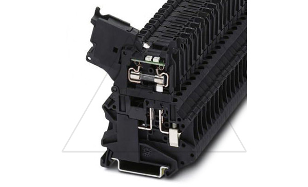 Клемма с держателем предохранителя UT 4-HESILED 24 (5X20) /6,2mm, винтовая, 2 присоед., 4(max 6)mm2, 6,3A, с индикатором 24V, черная