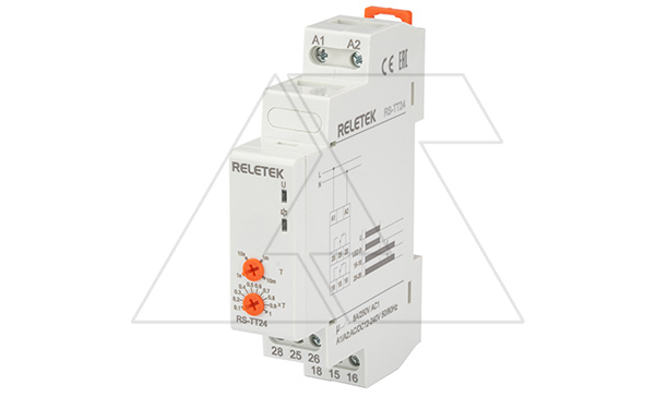 Реле времени RS-TT24, 2CO, 8A(250VAC), 12_240VAC/DC, 100ms_600s, задержка на отключение после снятия Uпит., 1M