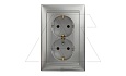 Valena - Розетка 2x2P+E нем. стд., алюминий от интернет-магазина amperkin.by