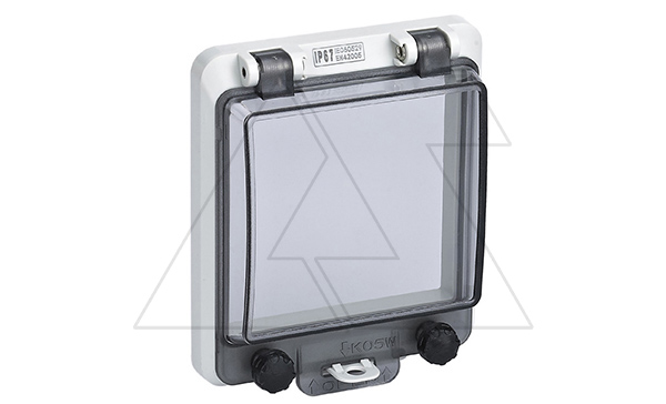 Накладка защитная с прозрачной крышкой, окно  87,5x87,5мм под электроустановку, габарит 107×130×28мм, IP67