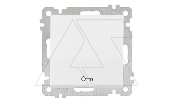 21 - Выключатель кнопочный, символ - ключ, пруж. зажимы, белый