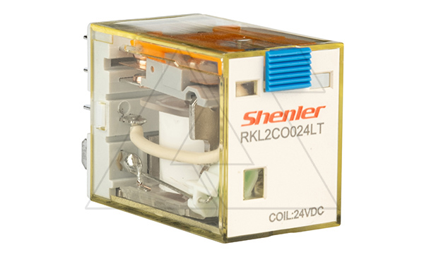 Реле RKL2CO024LT, 2CO, 10A(250VAC/30VDC), 24VDC, мех. индикация, тест-кнопка с блокировкой, LED