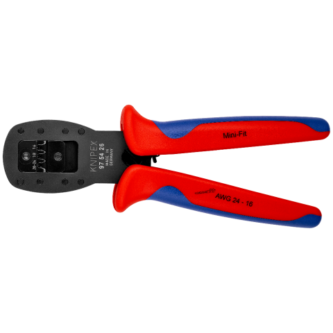 Пресс-клещи для обжима штекеров, кол-во гнёзд: 3, AWG 16/18/20-24, L-190 мм, 2-комп. рукоятки (KNIPE
