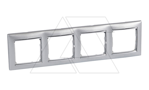 Valena - Рамка 4 поста верт/гориз, алюминий/серебро