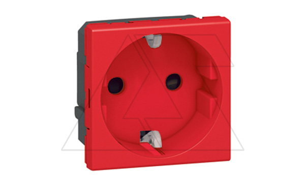 Mosaic - Розетка 2P+E, 2М, защ. шторки, пруж. зажимы, красная