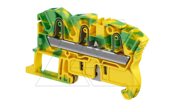 Клемма ZK4-PE-3P/6 пружинный зажим, для заземления, 3 контакта, 480А/1с, ж./зеленый