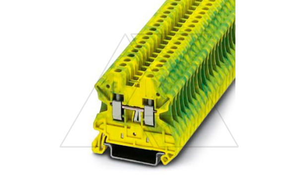 Клемма защитного проводника UT 2,5-PE /5,2mm, винтовая, 2 присоед., 2,5(max 4)mm2, желто-зеленая