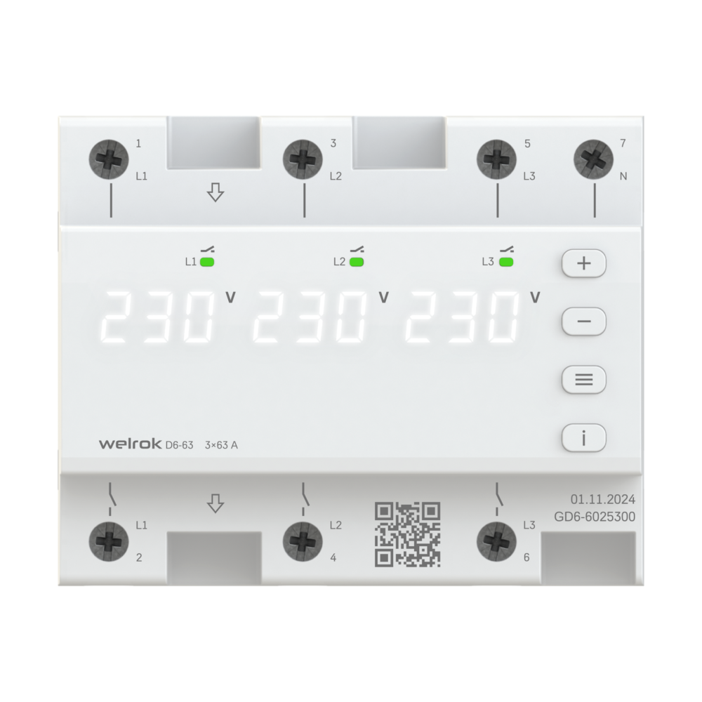 Реле напряжения Welrok D6-63