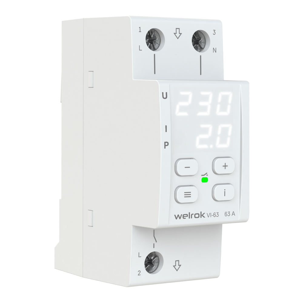 Реле напряжения c контролем тока Welrok VI-63 от интернет-магазина amperkin.by