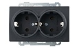 21 - Розетка двойная 2x2P+E, черный мат от интернет-магазина amperkin.by