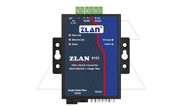 Оптоволоконный преобразователь ZLAN9153-5-EU (используется с ZLAN9153-3-EU), RS-232/Ethernet в одномодовое оптоволокно, разъем SC, 24VDC, EU, DIN35
